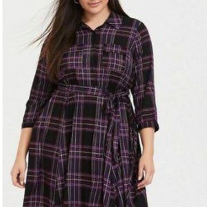 NWOT Torrid purple plaid dress (1X)